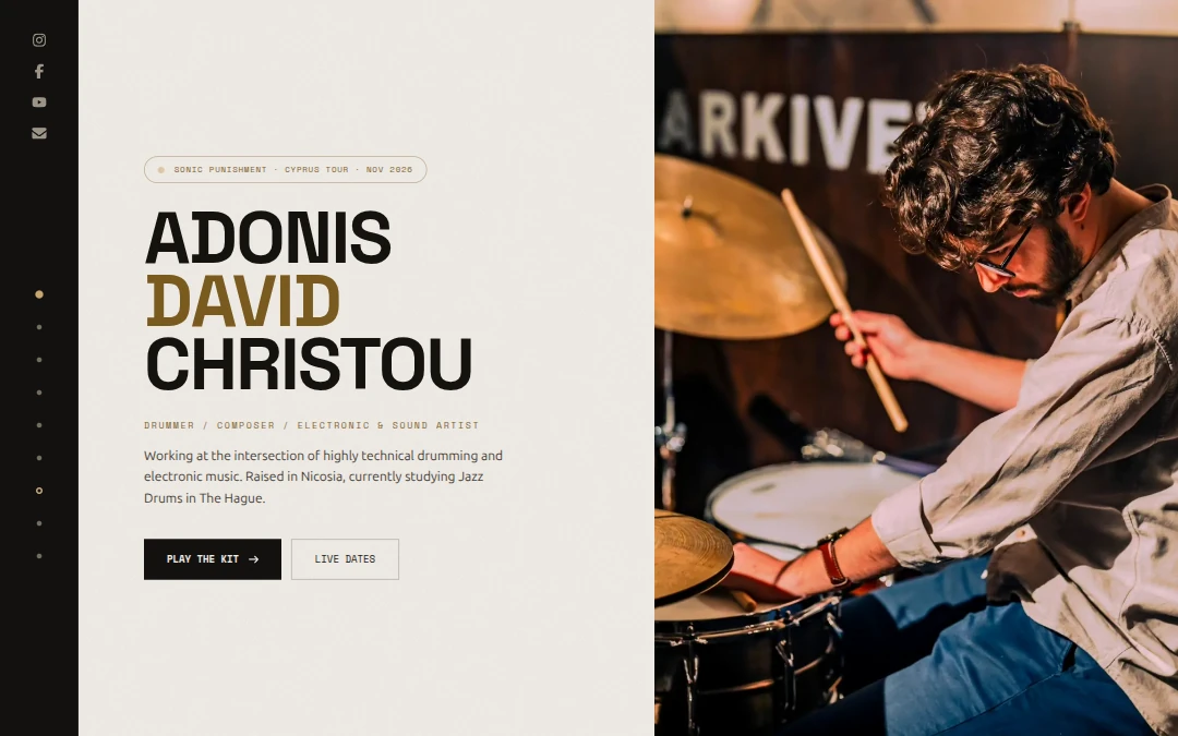 Adonis David Christou drummer website