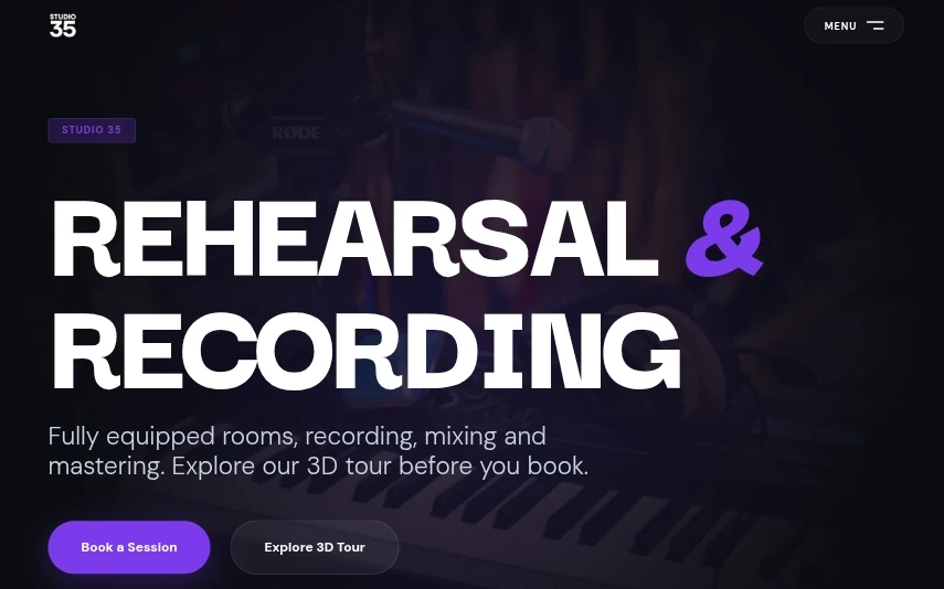 Studio 35 rehearsal and recording studio website